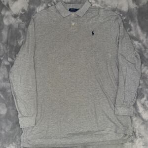 Polo Ralph Lauren Classic Fit Mesh Polo Long Sleeve Grey XXL Tall